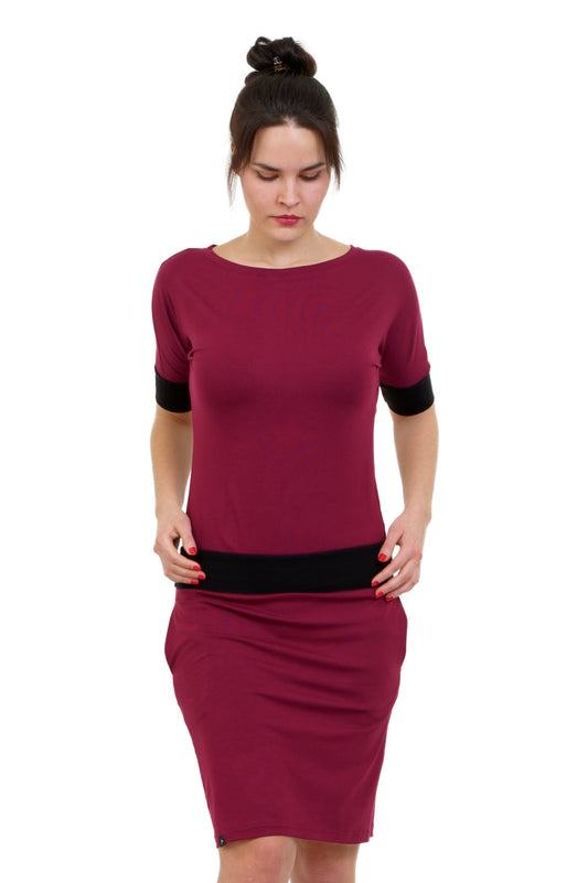 Fledermaus Kleid bordeaux schwarz