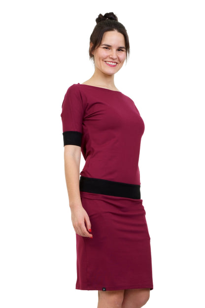 SALE Größe L Fledermaus Kleid bordeaux schwarz
