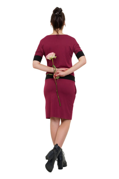 Fledermaus Kleid bordeaux schwarz