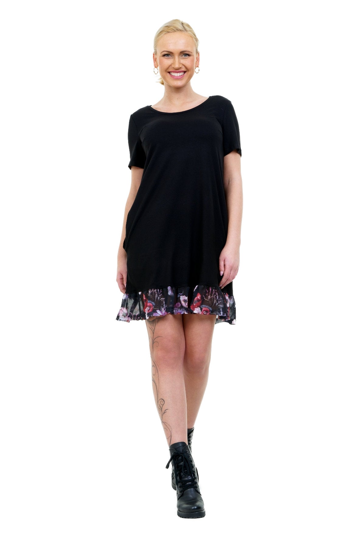 SALE Größe S Florali Kleid schwarz blütenhauch