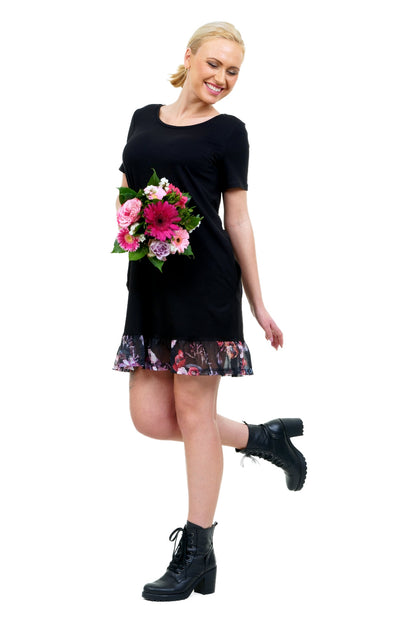 SALE Größe S Florali Kleid schwarz blütenhauch