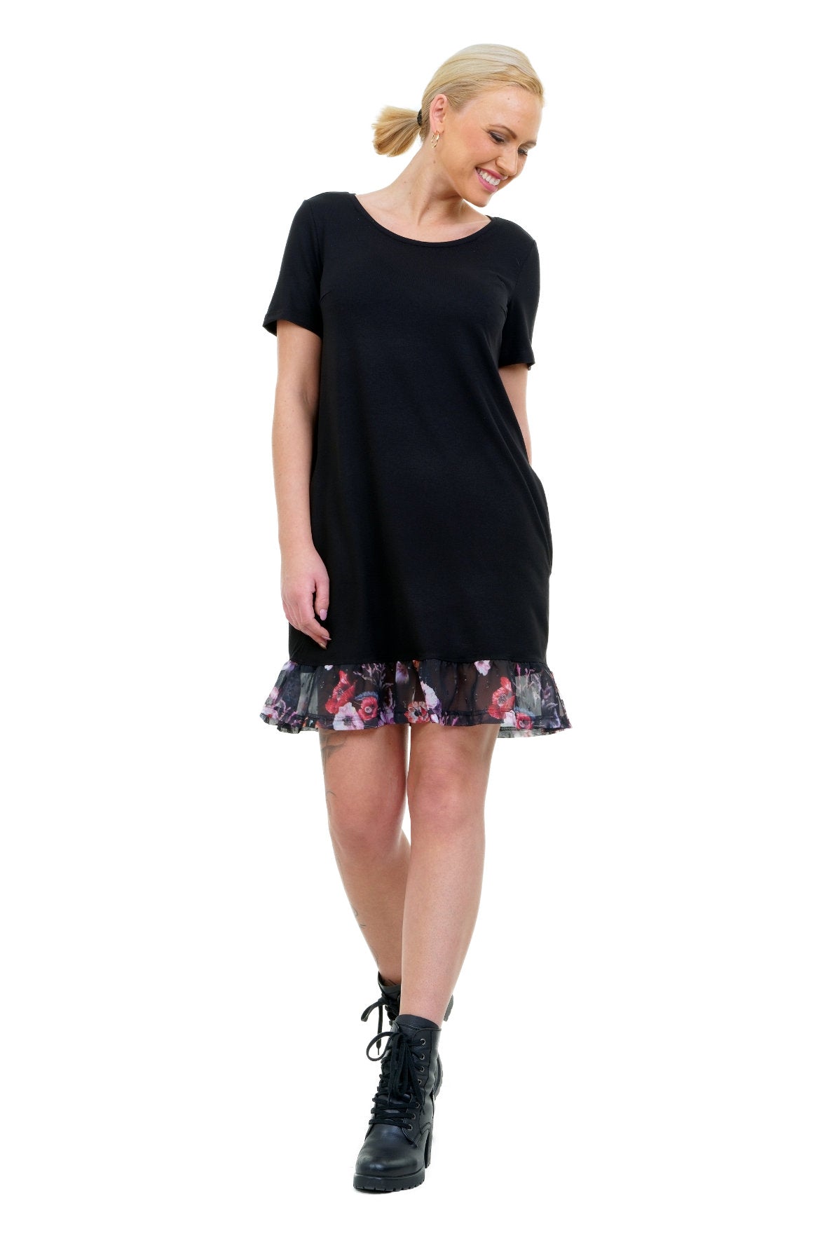 SALE Größe S Florali Kleid schwarz blütenhauch