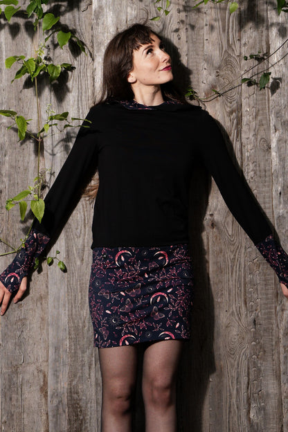 VENTE Taille XS Hoodiekeid magie d'hiver jungle noire