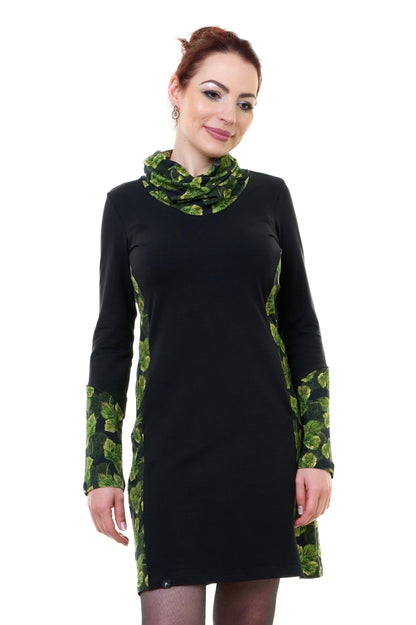 Herbstkönigin Kleid schwarz Blattzauber