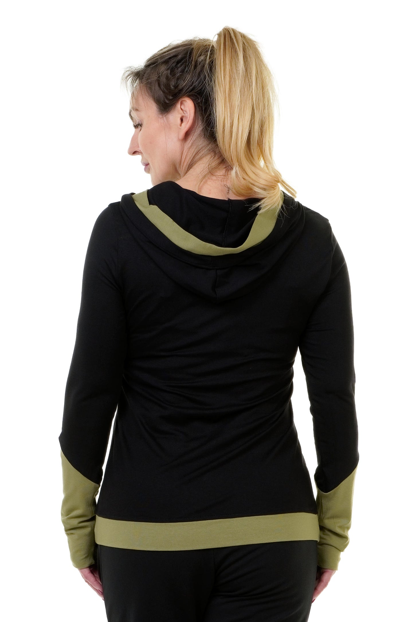 Sweat à capuche été noir vert