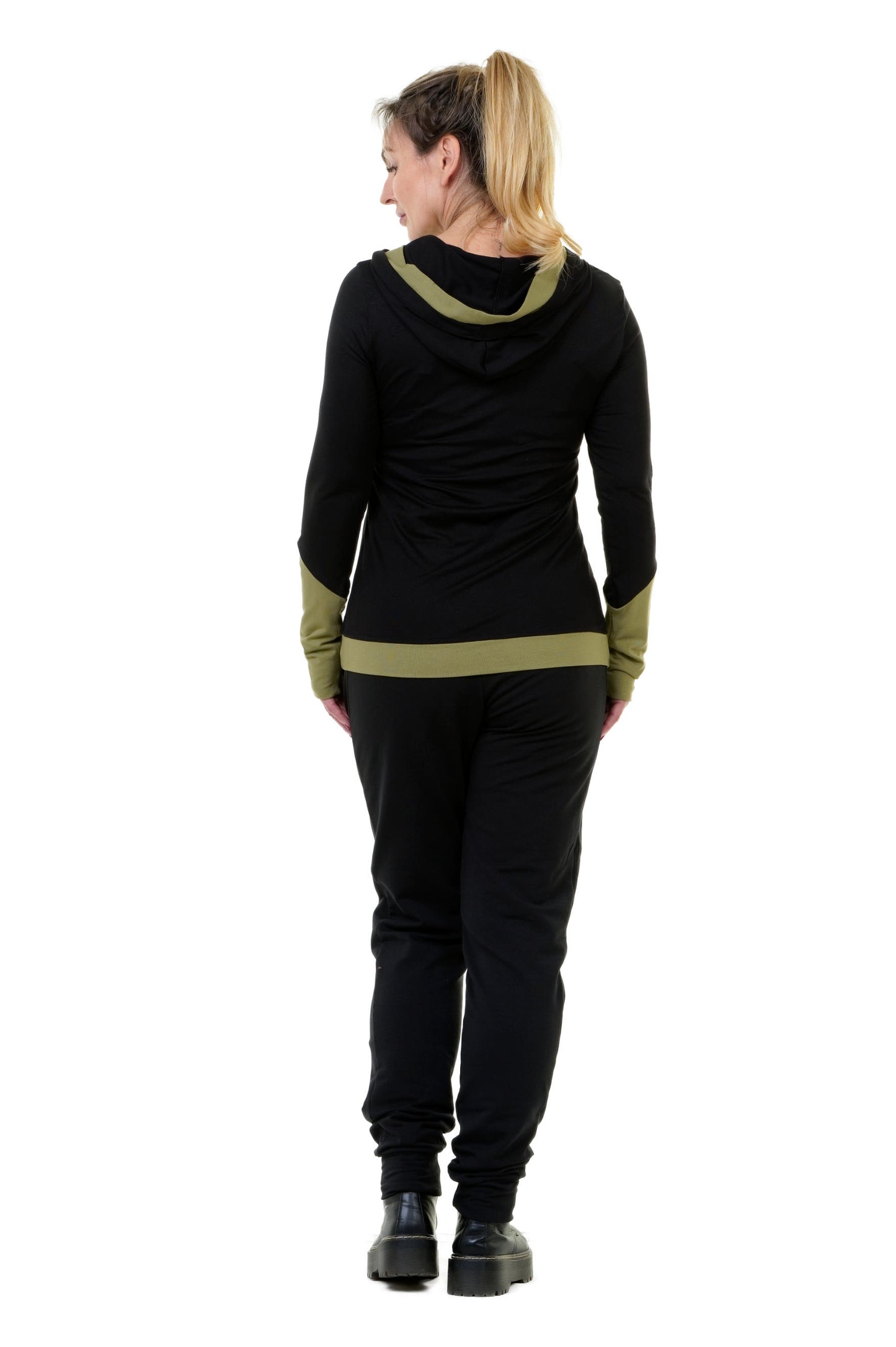 Sweat à capuche été noir vert