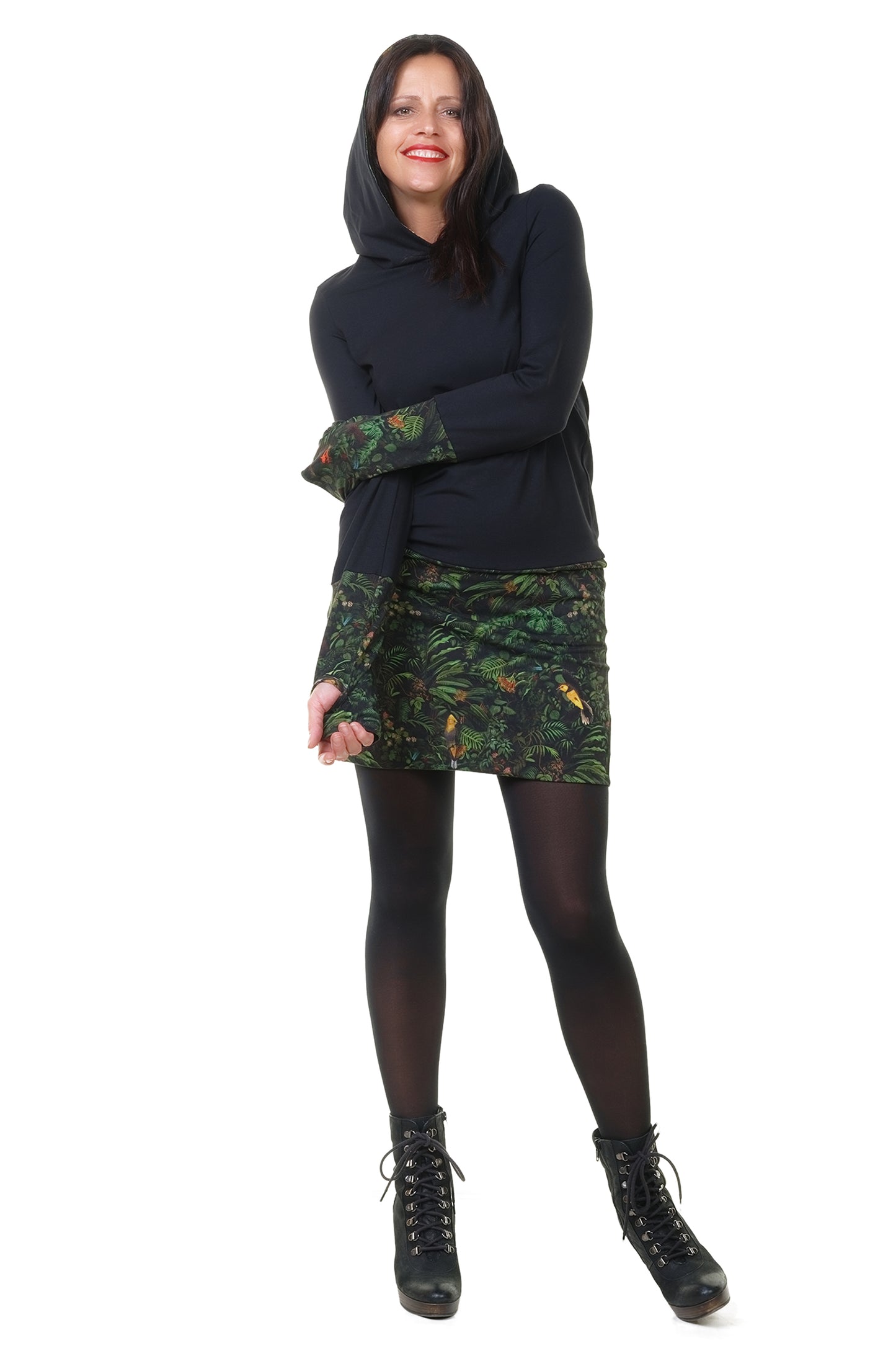 SALE Größe XS Hoodiekeid Winterzauber schwarz dschungel
