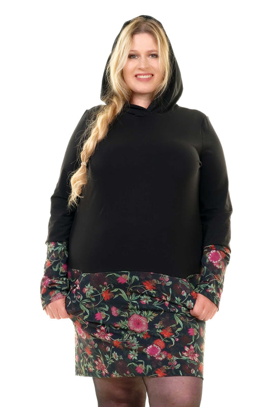 SALE Größe XS Hoodiekeid Winterzauber schwarz pinky flower