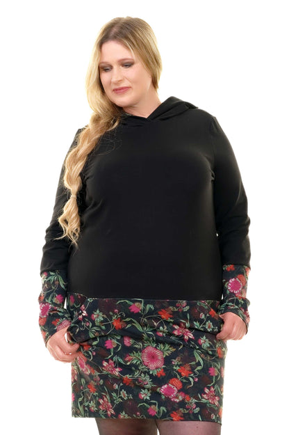 VENTE Taille XS Hoodiekeid magie d’hiver fleur rose noire