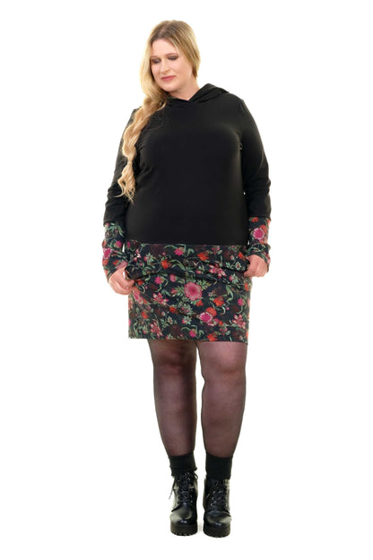 VENTE Taille XS Hoodiekeid magie d’hiver fleur rose noire