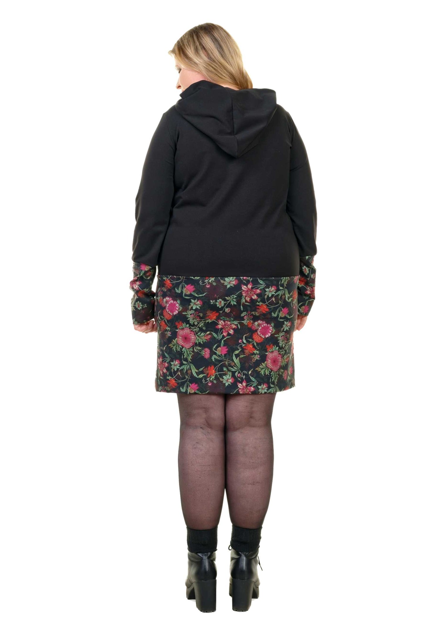 VENTE Taille XS Hoodiekeid magie d’hiver fleur rose noire