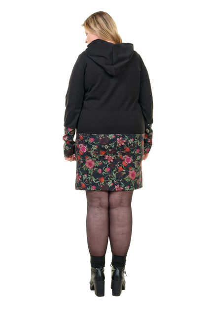 VENTE Taille XS Hoodiekeid magie d’hiver fleur rose noire