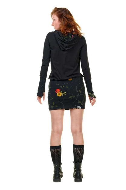 SALE Größe XS Hoodiekeid Winterzauber schwarz sun flowers