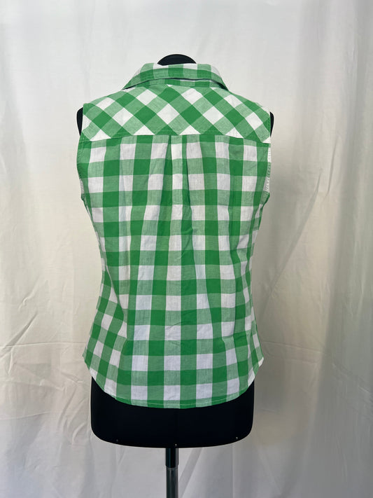 Chemisier à carreaux taille M d'occasion sans manches vert blanc