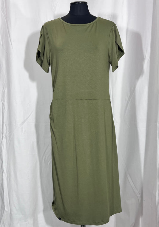 2nd Hand Size M Short Sleeve Dress Olive Green
