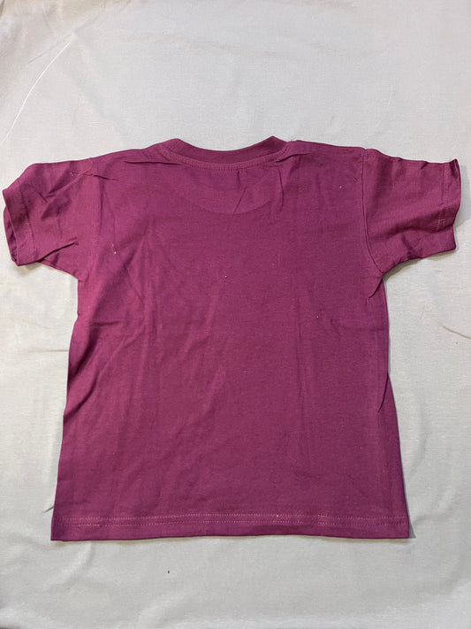Kinder Shirt 5-6 Jahre bordeaux mit einem grünem Drachen