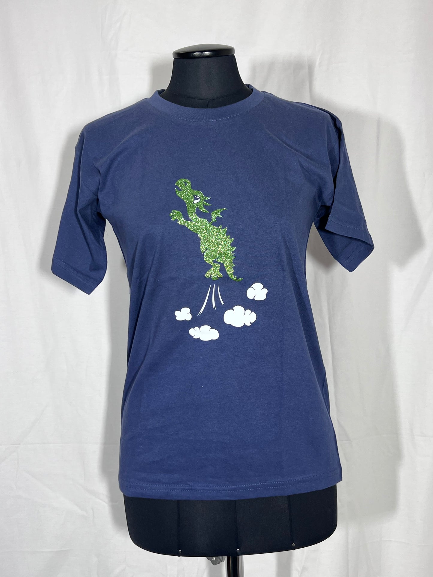 Chemise enfant 12+ ans bleu avec un dragon vert