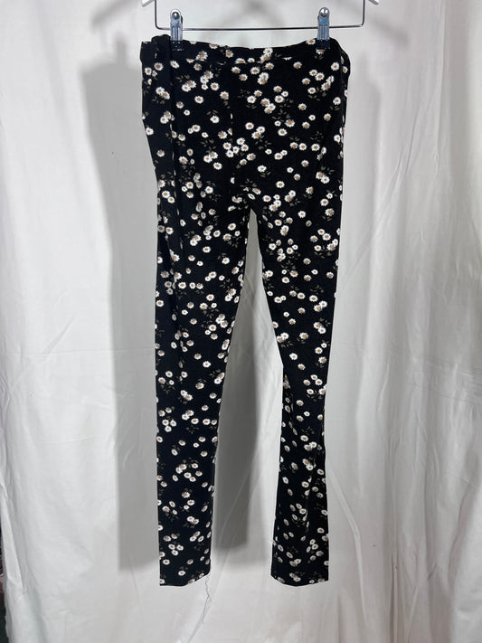 2. Hand Größe L Leggins schwarz mit weißen Blümchen