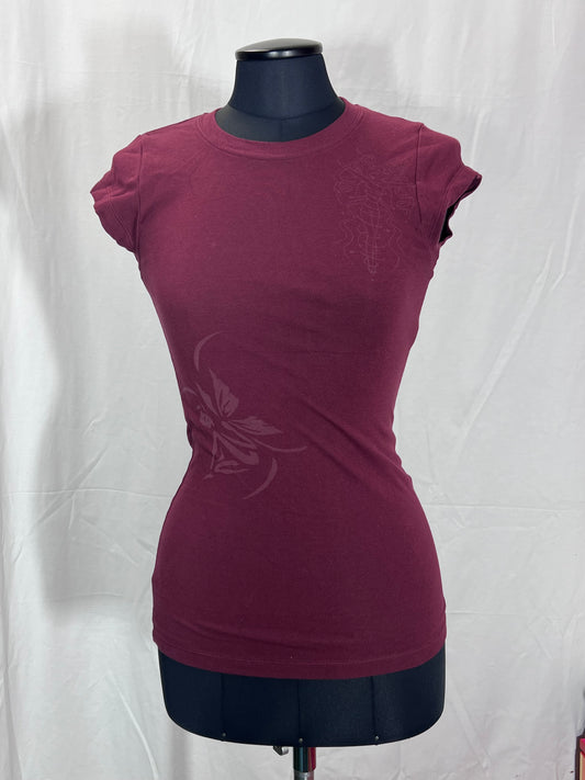 2. Hand Größe S bordeaux T-Shirt mit  Elfen