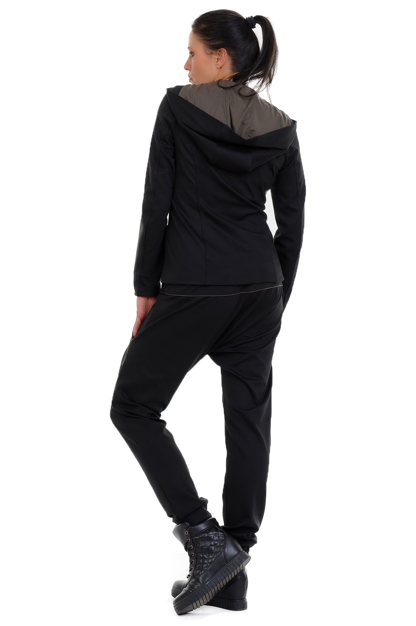 Jersey Jackett schwarz oliv -