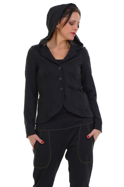 Jersey Jackett schwarz oliv -