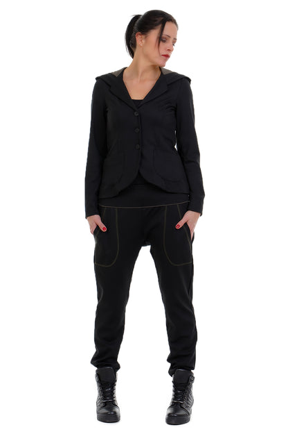 Jersey Jackett schwarz oliv -