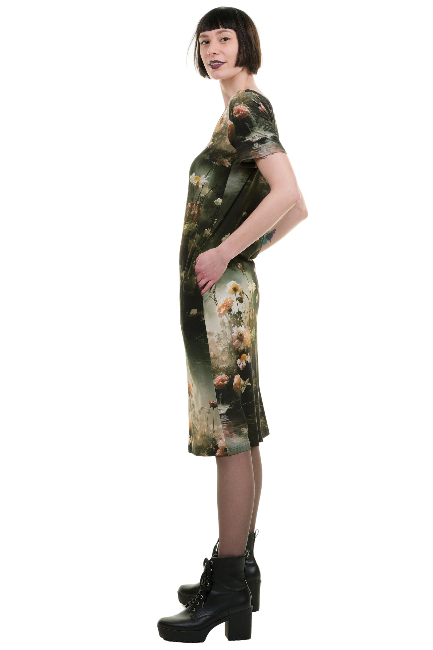 Jersey Kleid Relaxed lang Teichrosen