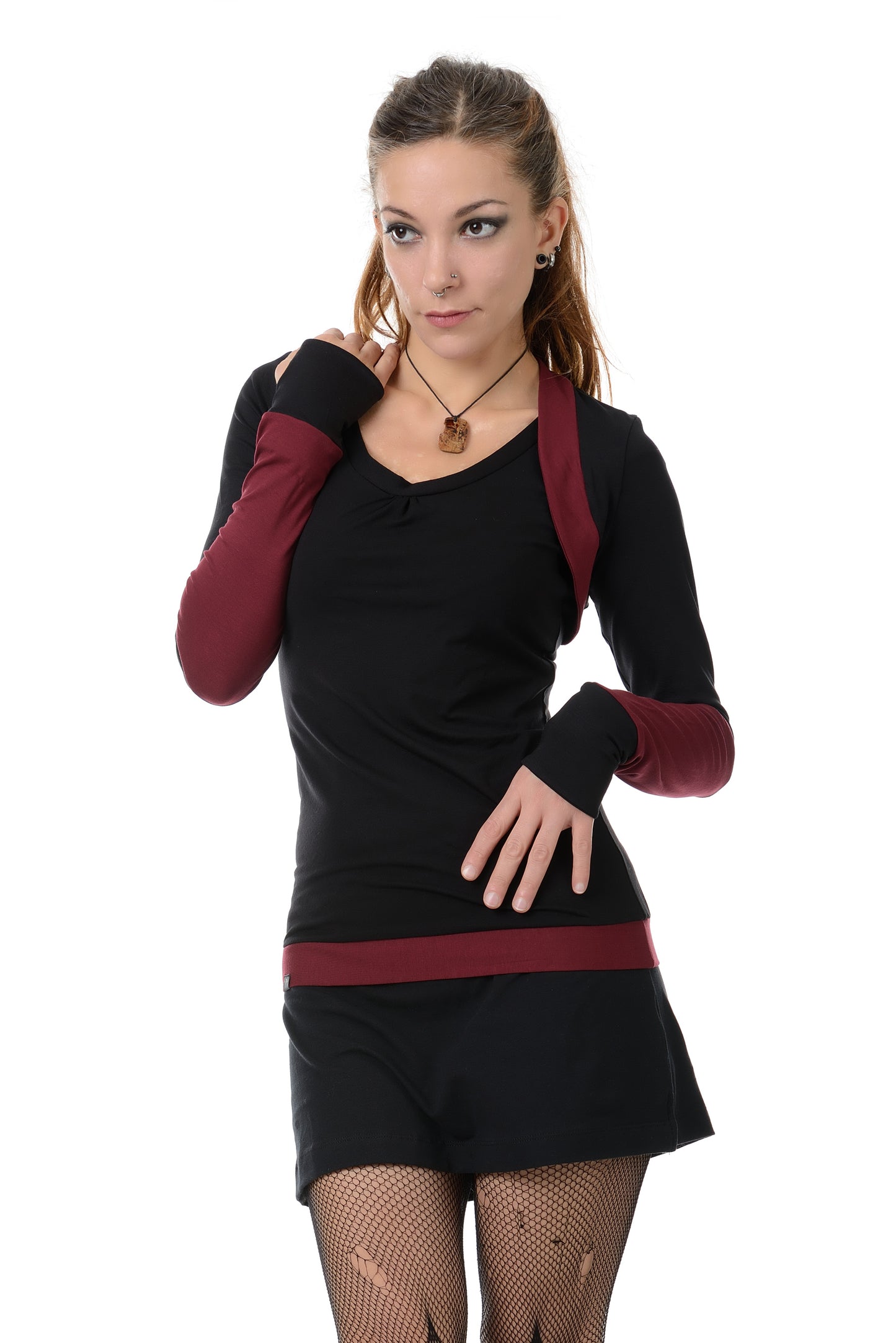 Bolero schwarz bordeaux