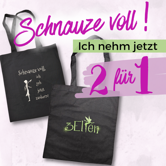 Jute Beutel Schnauze voll schwarz