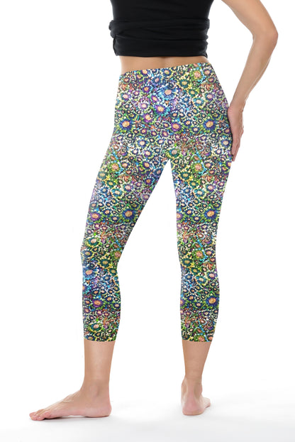 3/4 leggings fluffy flower