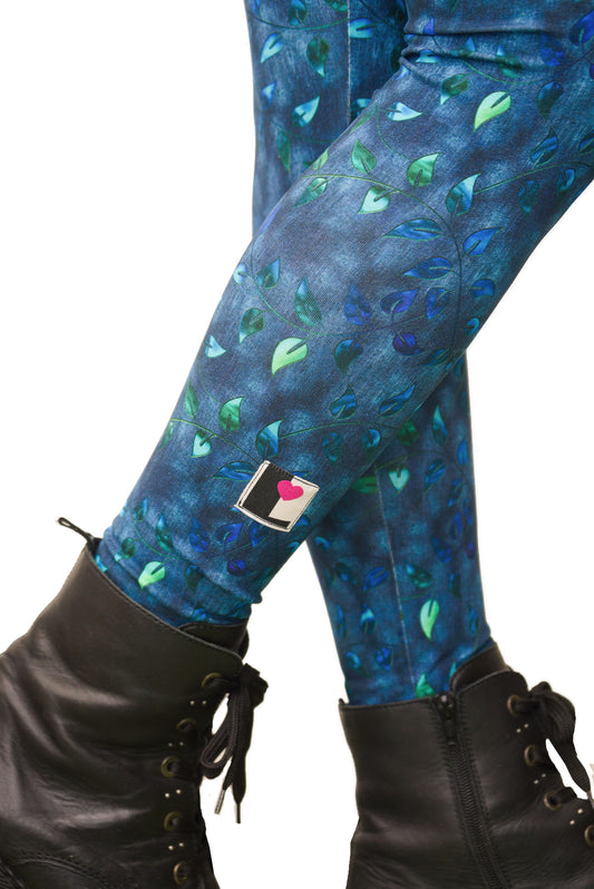 SALE Größe S Leggins Love blue leaf