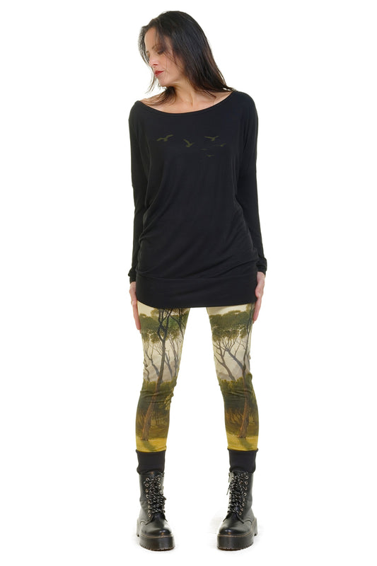 Offre de combinaison leggings et robe longue de couleur foncée