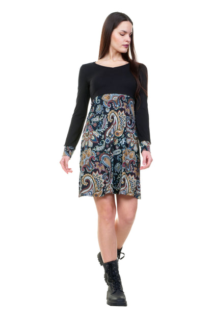 SALE Größe 4XL Lilly Kleid lang schwarz paisley