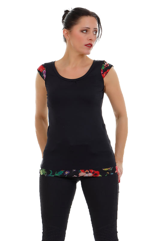 Magic Flower Tee Schwarz Mystic Rose