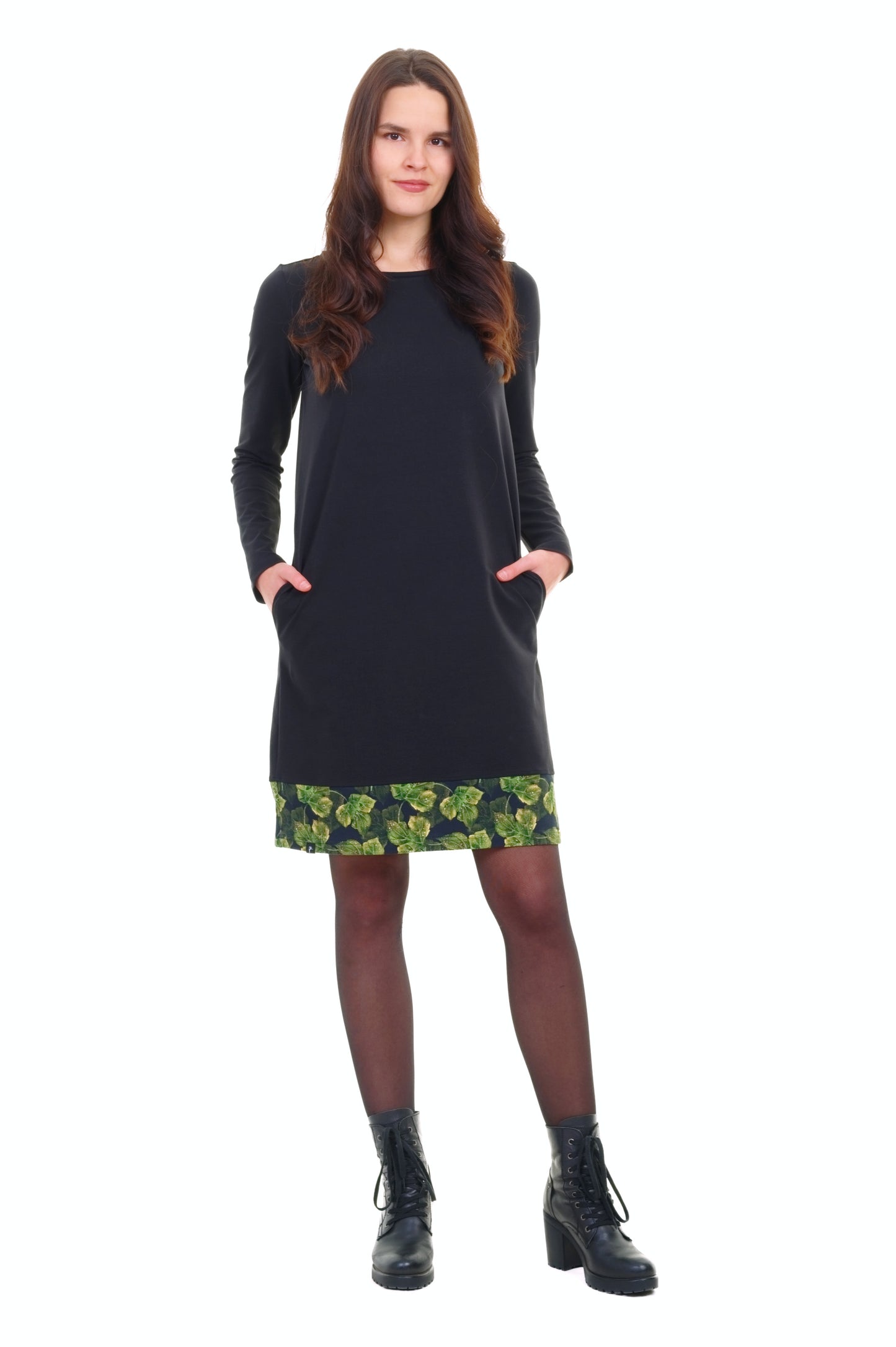 Miss Sixtie Kleid schwarz Blattzauber