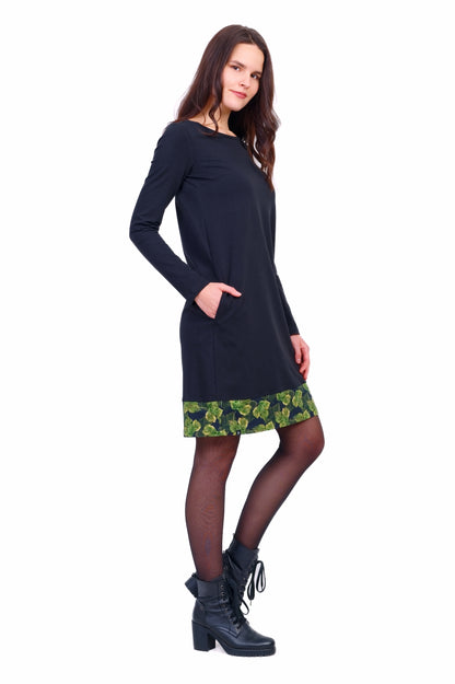Miss Sixtie Kleid schwarz Blattzauber