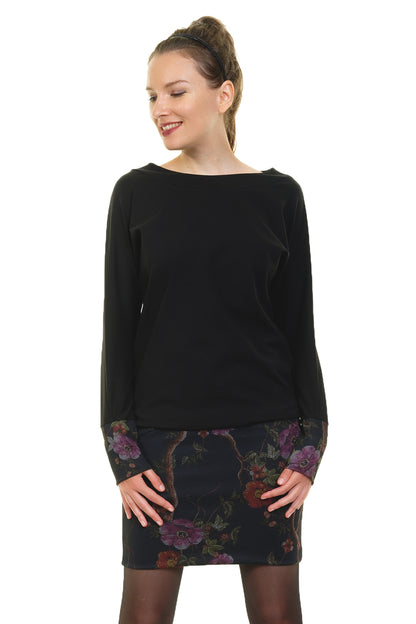 SALE Größe XS Pulloverkleid schwarz dark flower