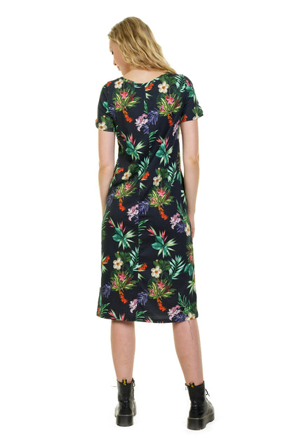 VENTE Taille XS Robe jersey décontractée longue Tropical