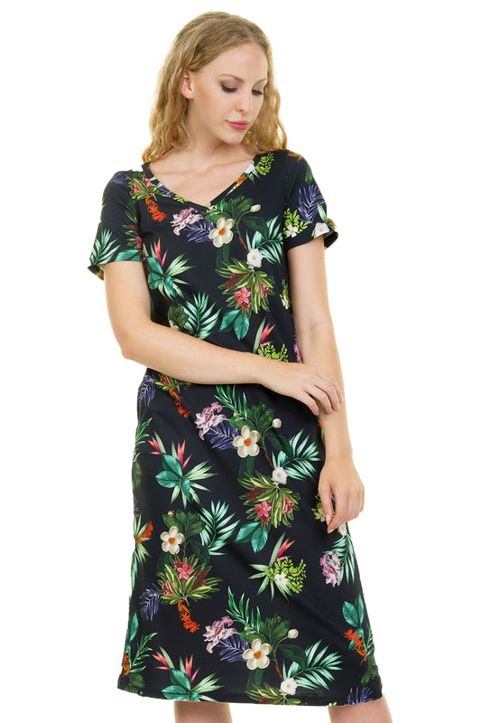 SALE Größe XS Relaxed Jersey Kleid lang Tropical