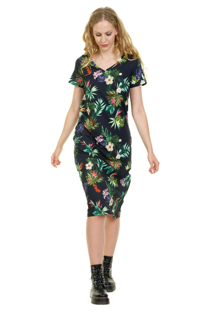 VENTE Taille XS Robe jersey décontractée longue Tropical