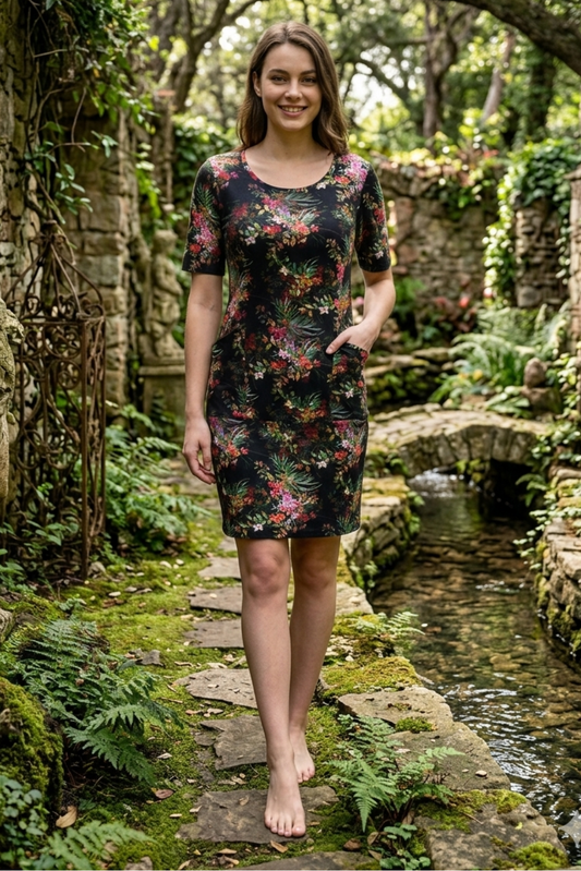 Wolkenkleid Prachtgarten – Legeres Jersey Kleid mit Taschen -