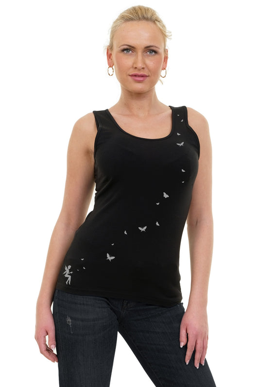 Tank Top Schwarz Schmetterling grau