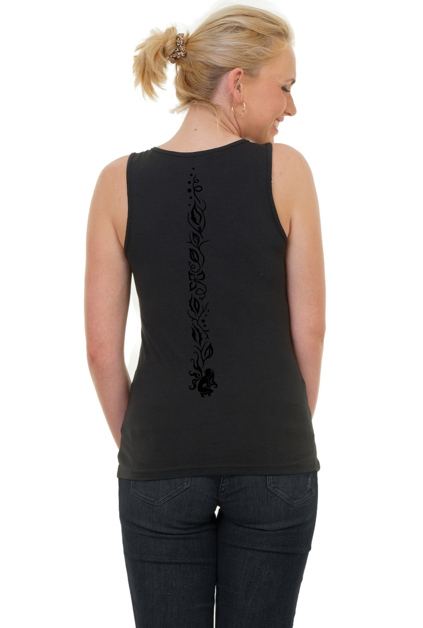 Tank top black forest ornament at the back black