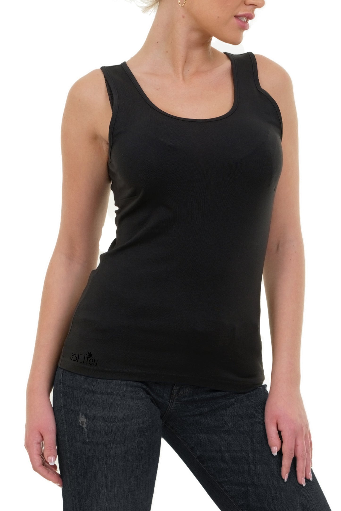 Tank Top Schwarz Waldornament hinten Schwarz