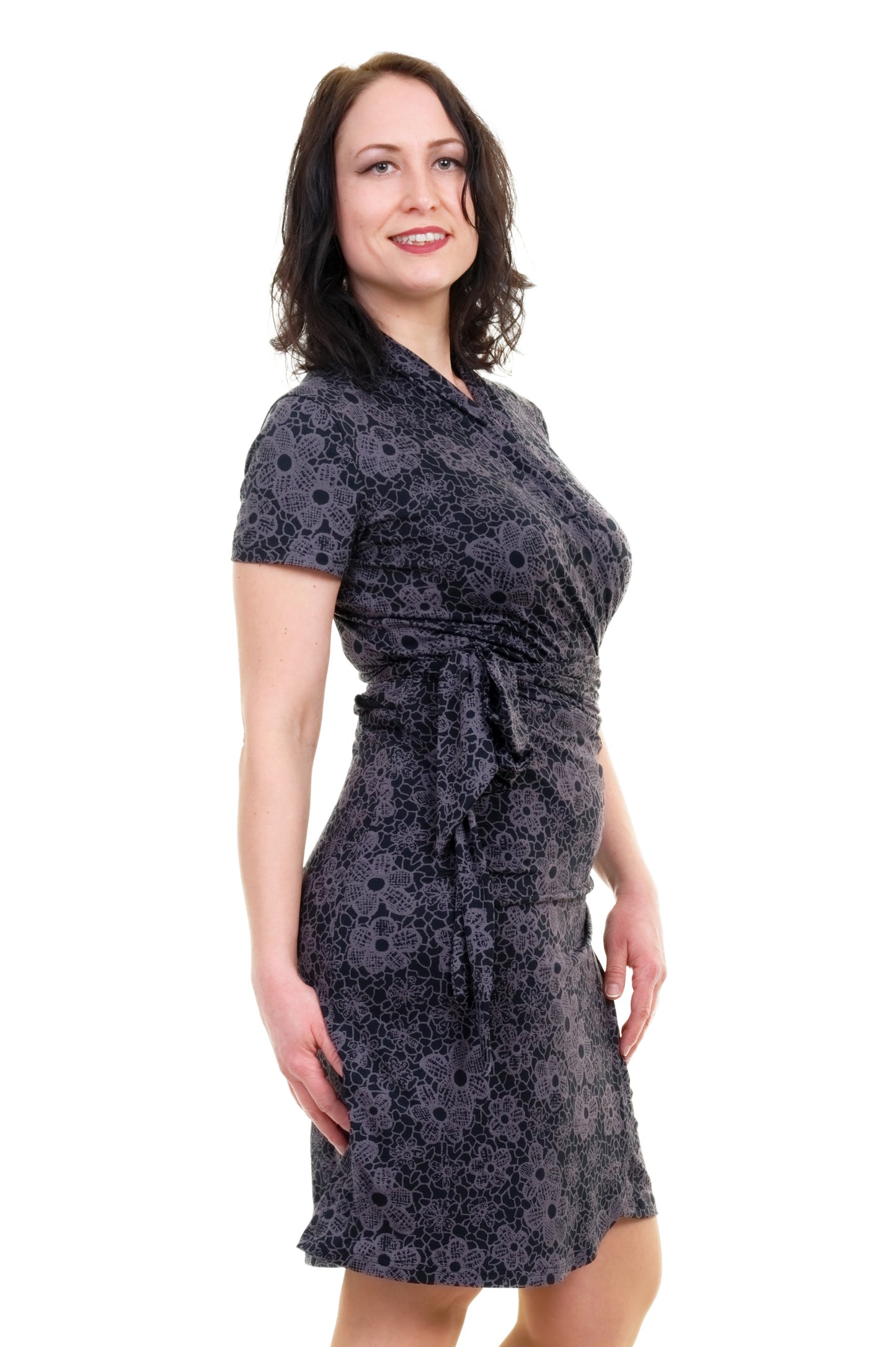 SALE Größe S Wickelkleid blumennetz