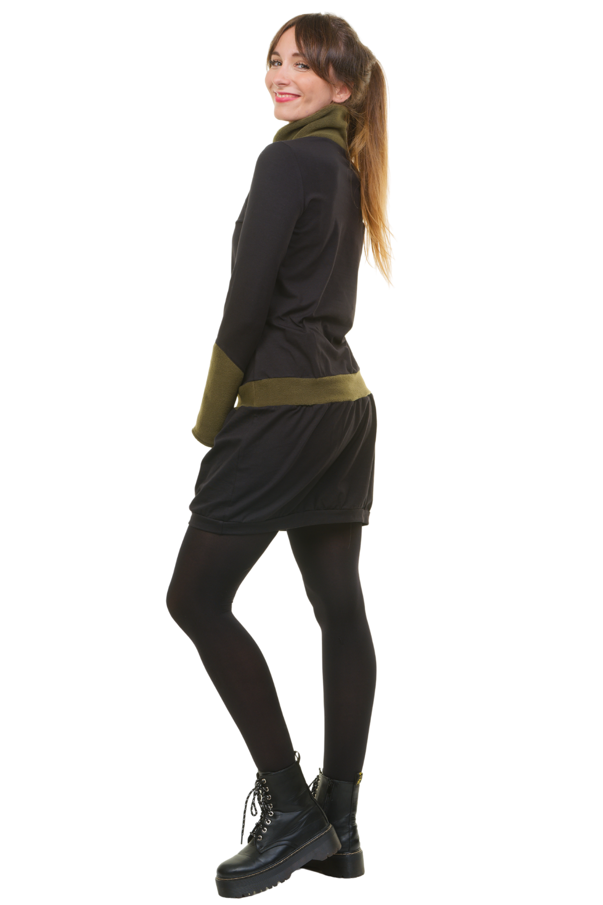 Winterkleid Fleece Kragen grün