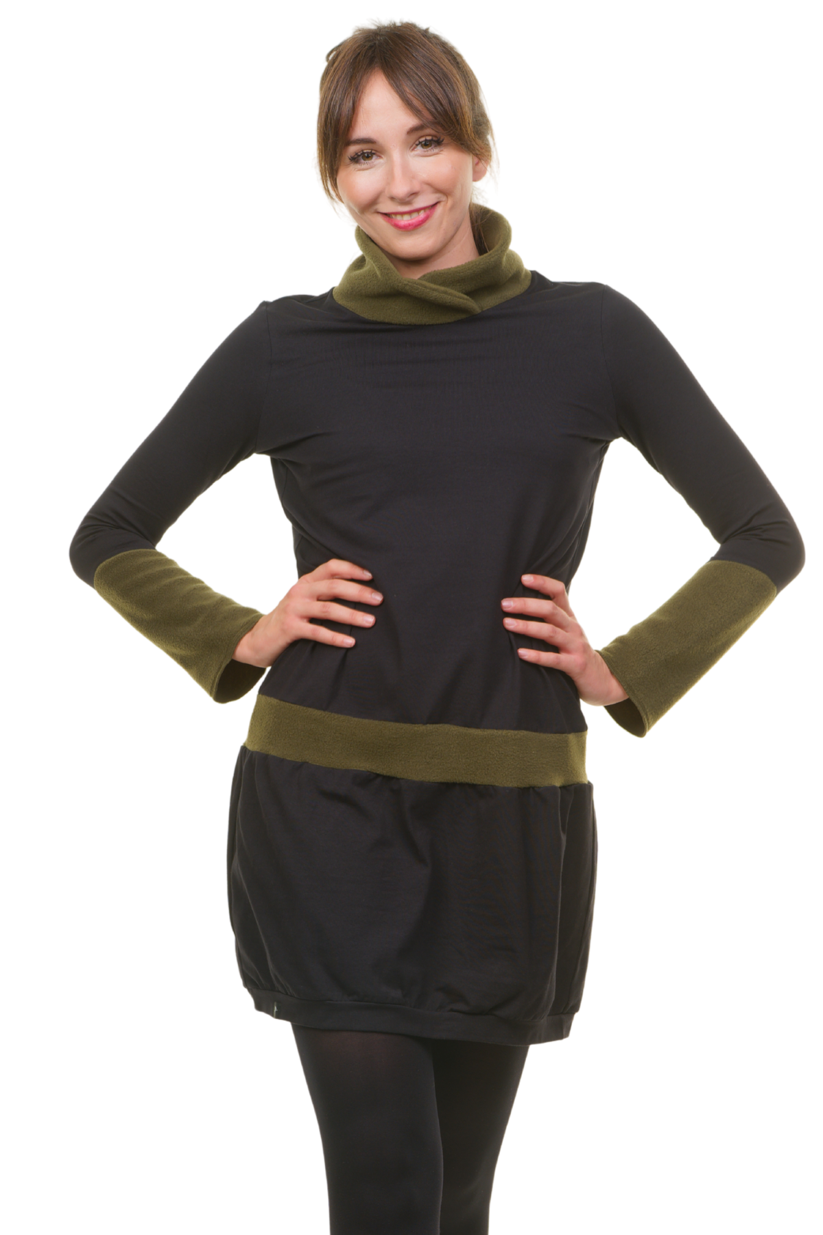 Winterkleid Fleece Kragen grün