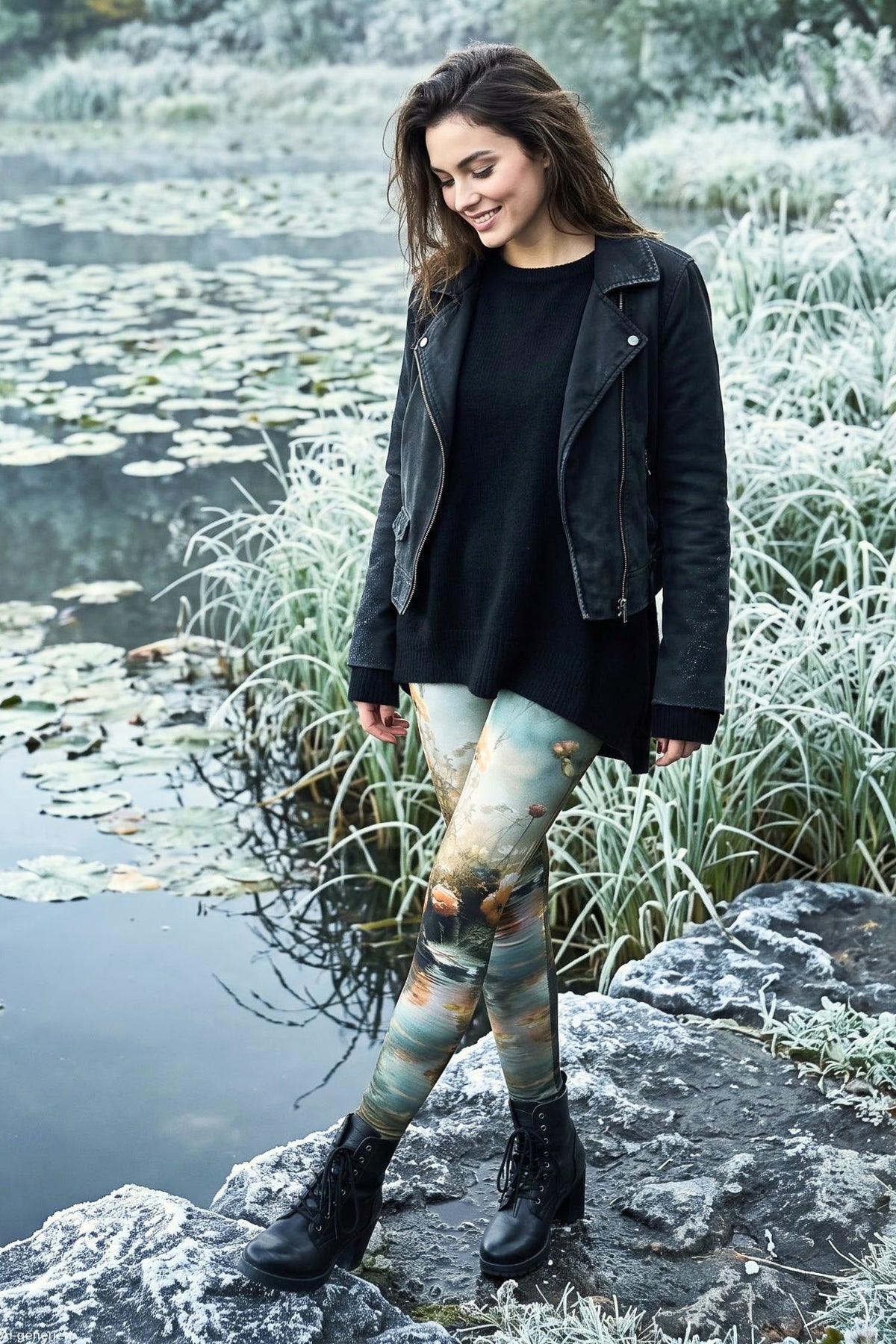 Leggings Teichrose von 3Elfen, handgenäht im Berliner Atelier