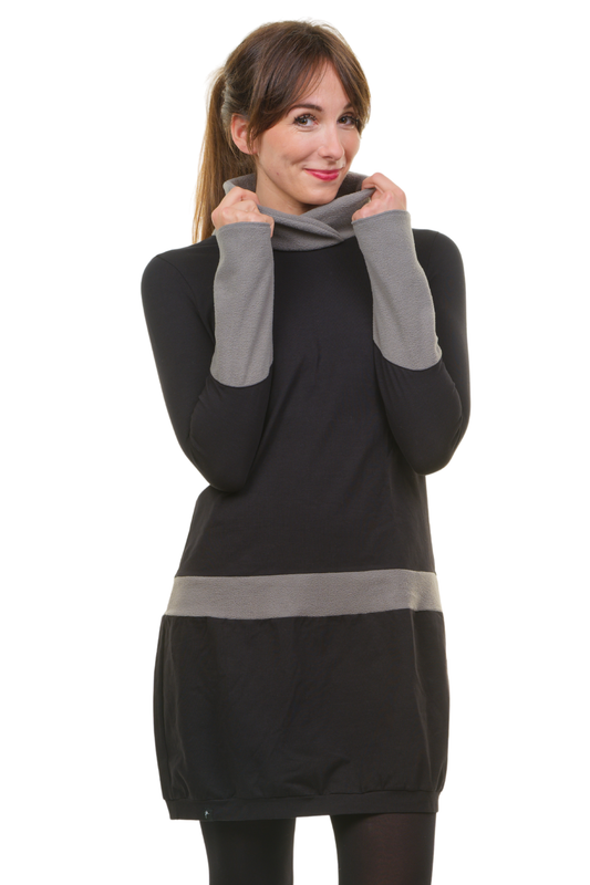 Winterkleid Fleece Kragen grau