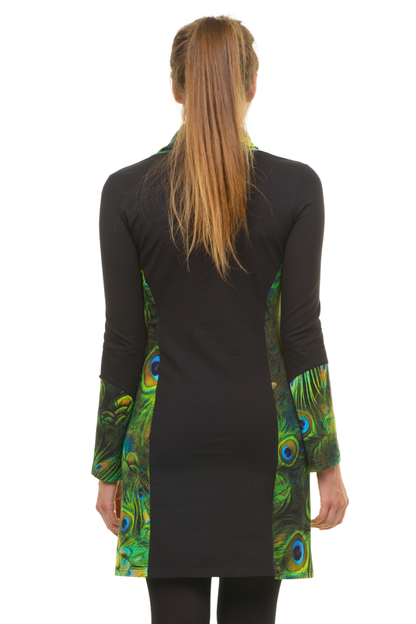 Herbstkönigin Kleid schwarz Pfau